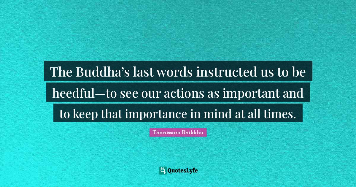 The Buddha’s last words instructed us to be heedful—to see our act