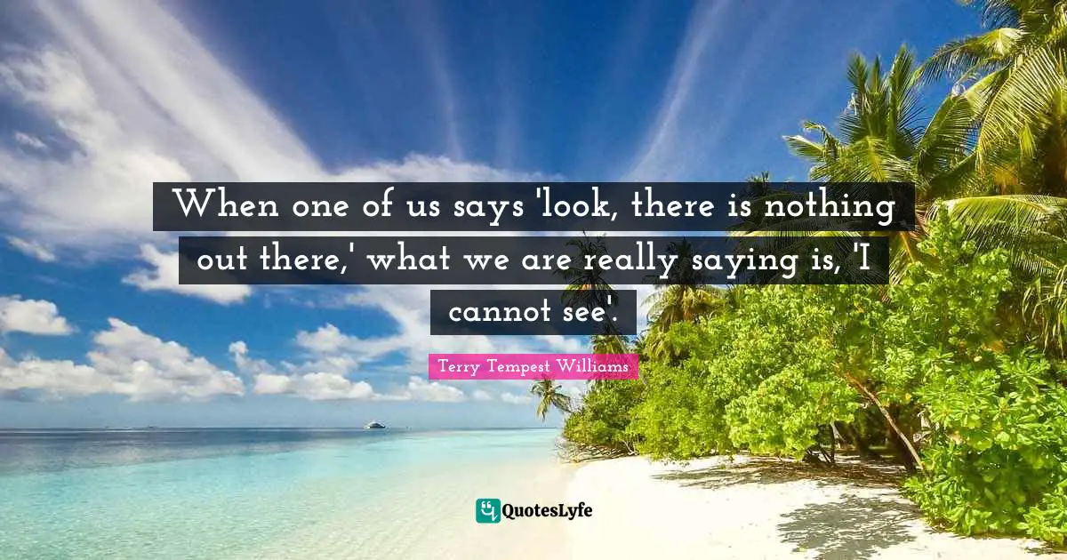 When one of us says 'look, there is nothing out there,' what we are really saying is, 'I cannot see'.
