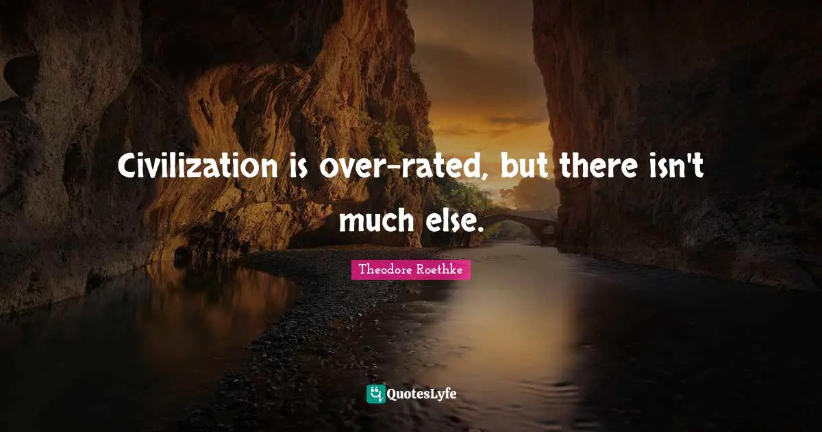 Theodore Roethke Quotes: "Civilization is over-rated, but there isn't much else."