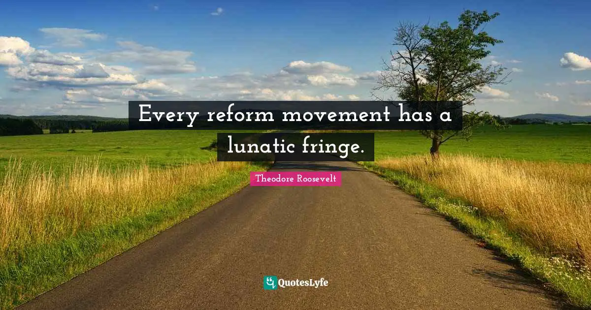 Theodore Roosevelt Quotes: Every reform movement has a lunatic fringe.