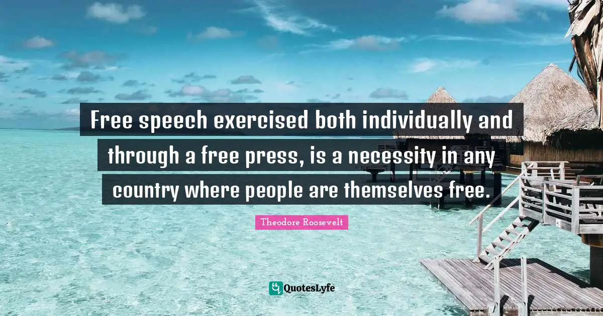 Free speech exercised both individually and through a free press, is a necessity in any country where people are themselves free.