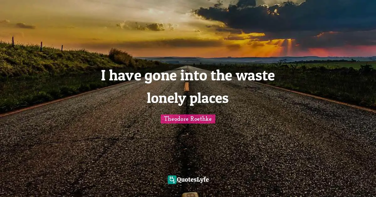 Theodore Roethke Quotes: "I have gone into the waste lonely places"
