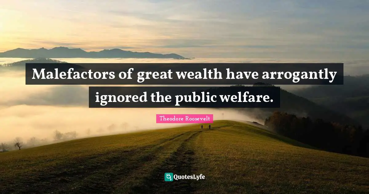 Malefactors of great wealth have arrogantly ignored the public welfare.