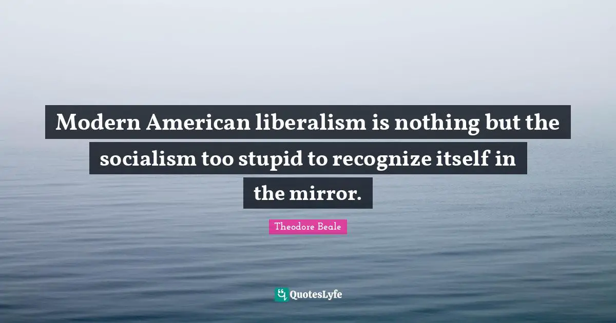 Modern American liberalism is nothing but the socialism too stupid to recognize itself in the mirror.