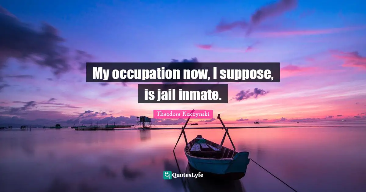 My occupation now, I suppose, is jail inmate.