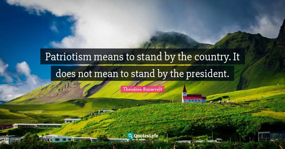 Theodore Roosevelt Quotes: Patriotism means to stand by the country. It does not mean to stand by the president.