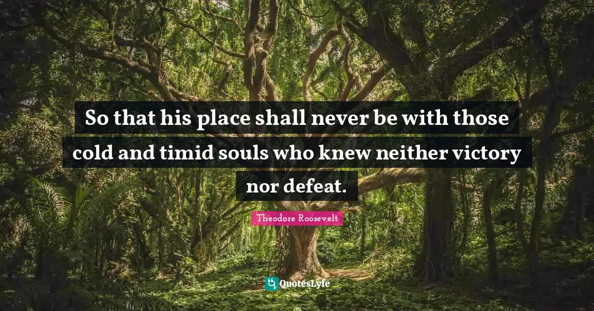 Badass Quotes: "So that his place shall never be with those cold and timid souls who knew neither victory nor defeat."
