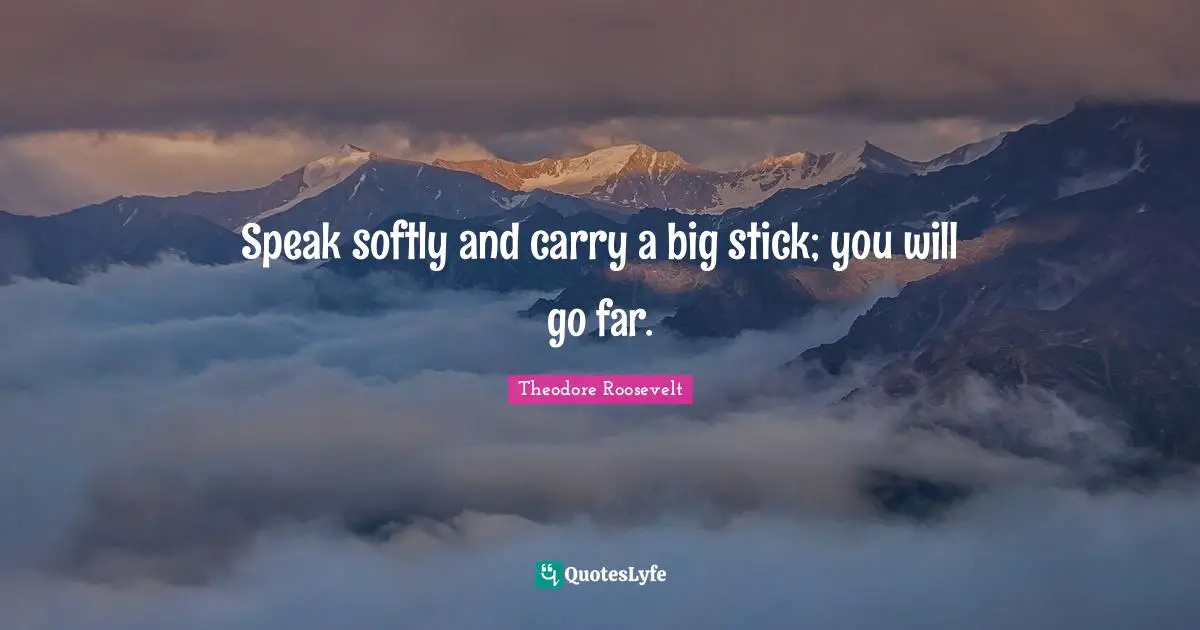 Theodore Roosevelt Quotes: Speak softly and carry a big stick; you will go far.