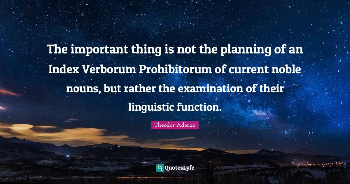 The important thing is not the planning of an Index Verborum Prohibitorum of current noble nouns, but rather the examination of their linguistic function.