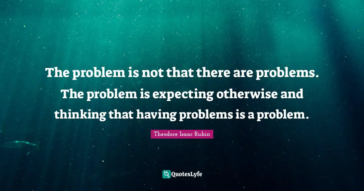 The problem is not that there are problems. The problem is expecting otherwise and thinking that having problems is a problem.
