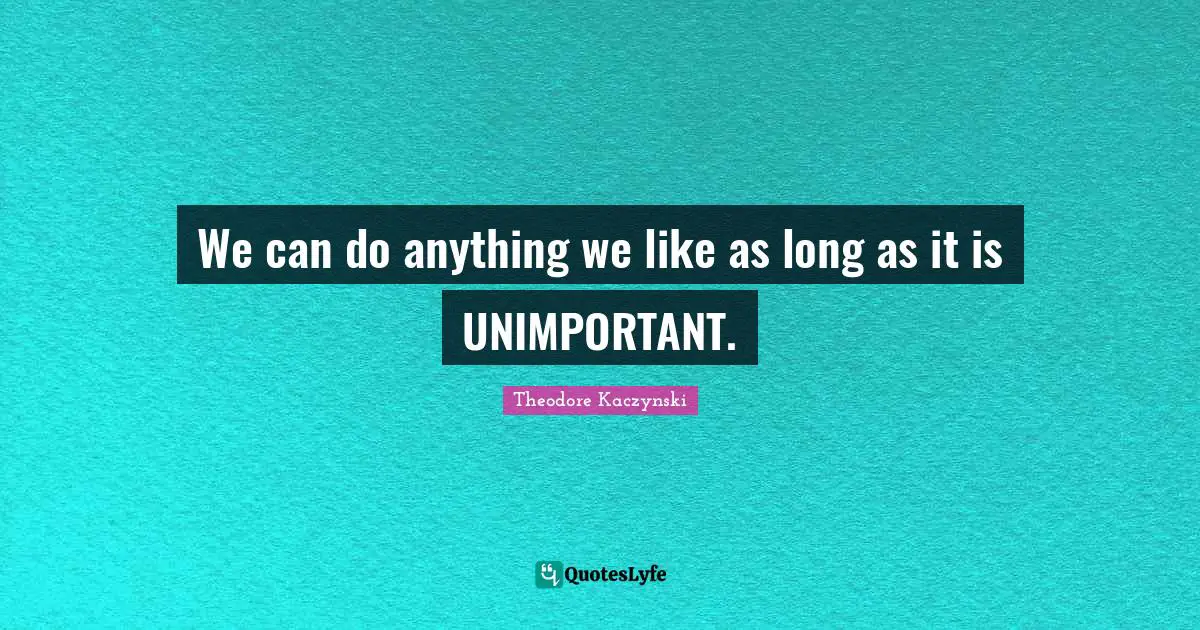Unimportant Quotes: "We can do anything we like as long as it is UNIMPORTANT."
