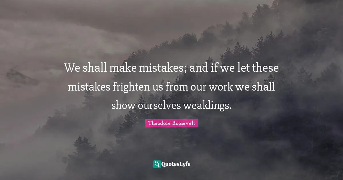 We shall make mistakes; and if we let these mistakes frighten us from our work we shall show ourselves weaklings.