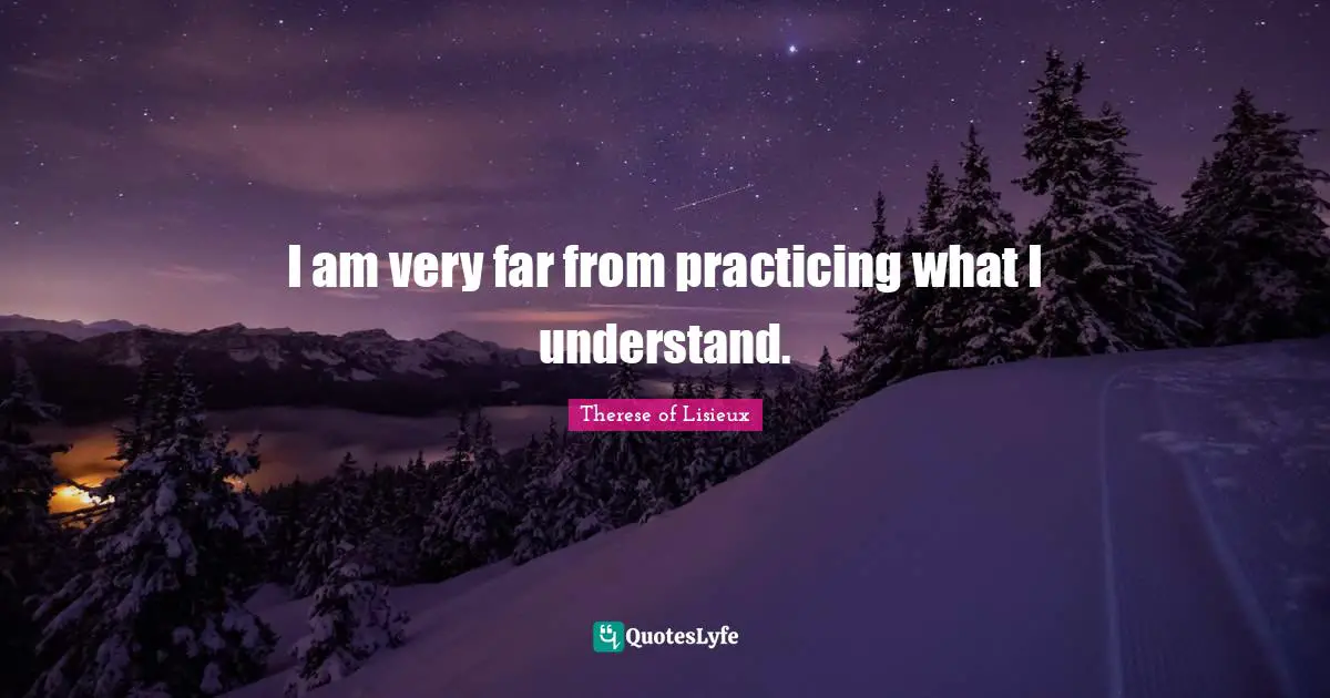 I am very far from practicing what I understand.