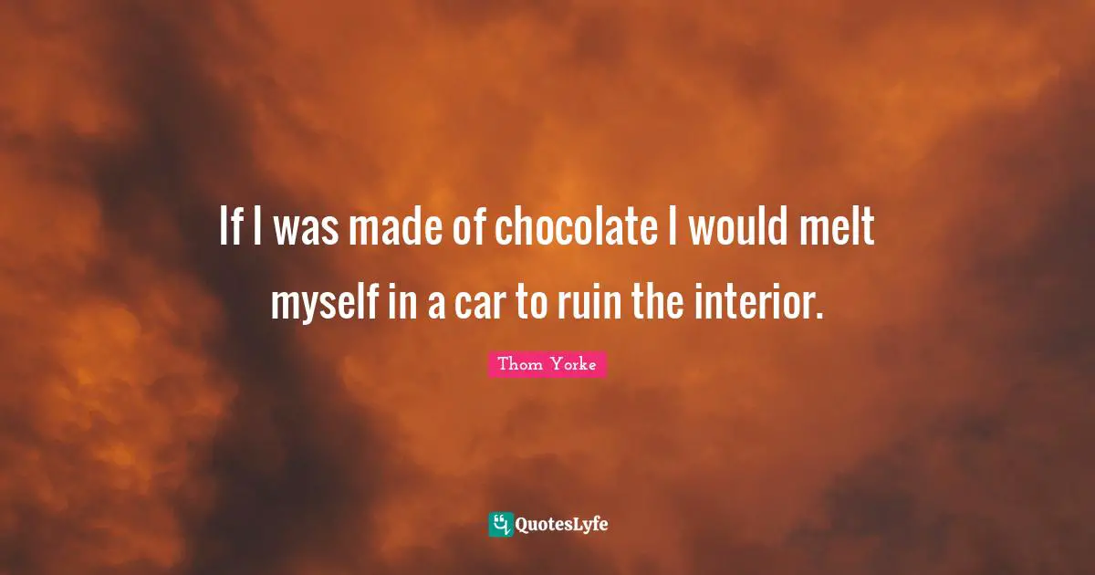 If I was made of chocolate I would melt myself in a car to ruin the interior.