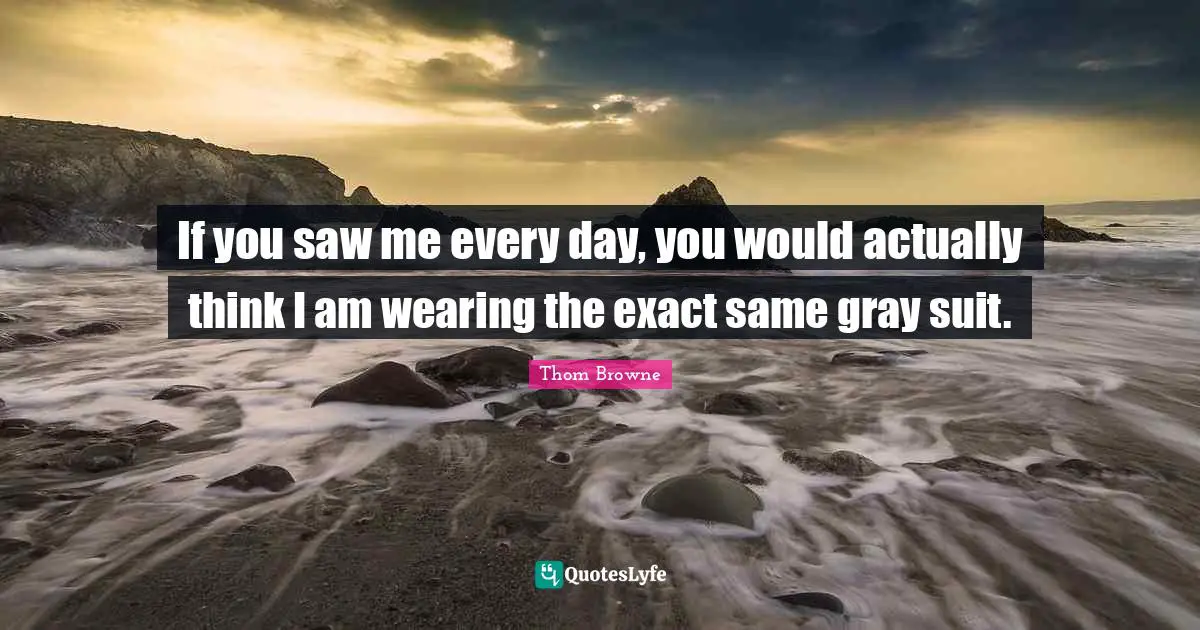 If you saw me every day, you would actually think I am wearing the exact same gray suit.