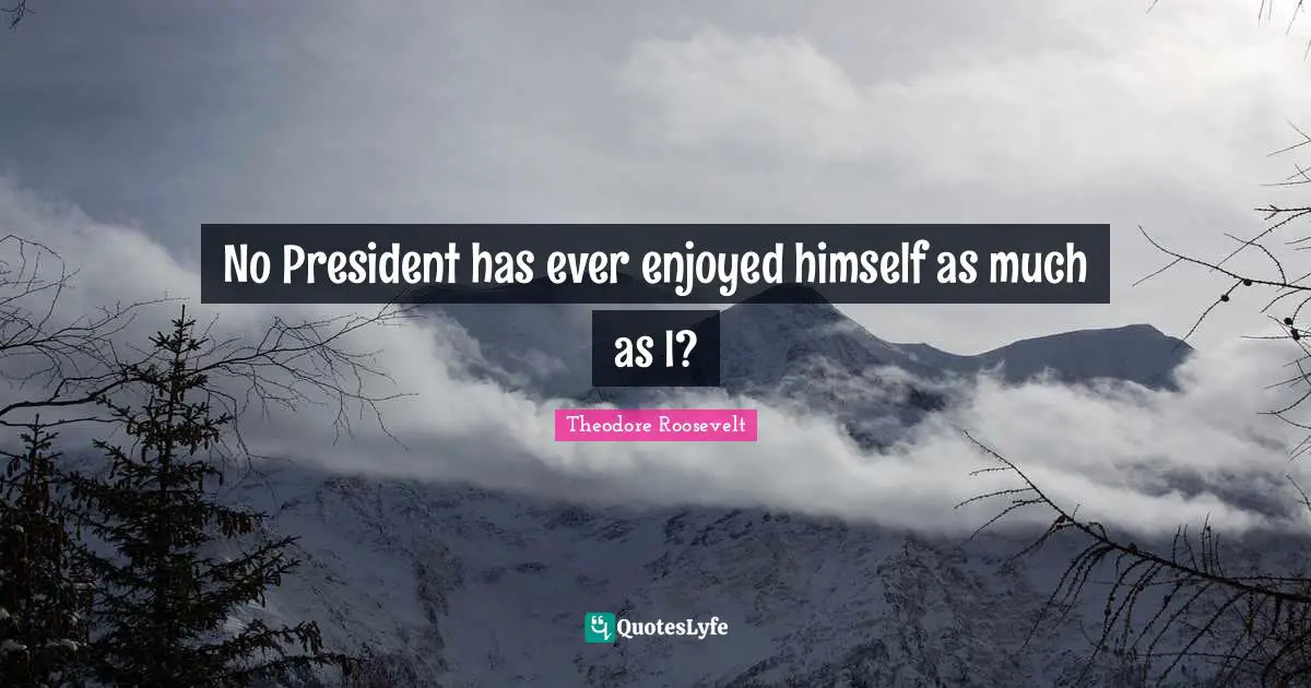 No President has ever enjoyed himself as much as I?
