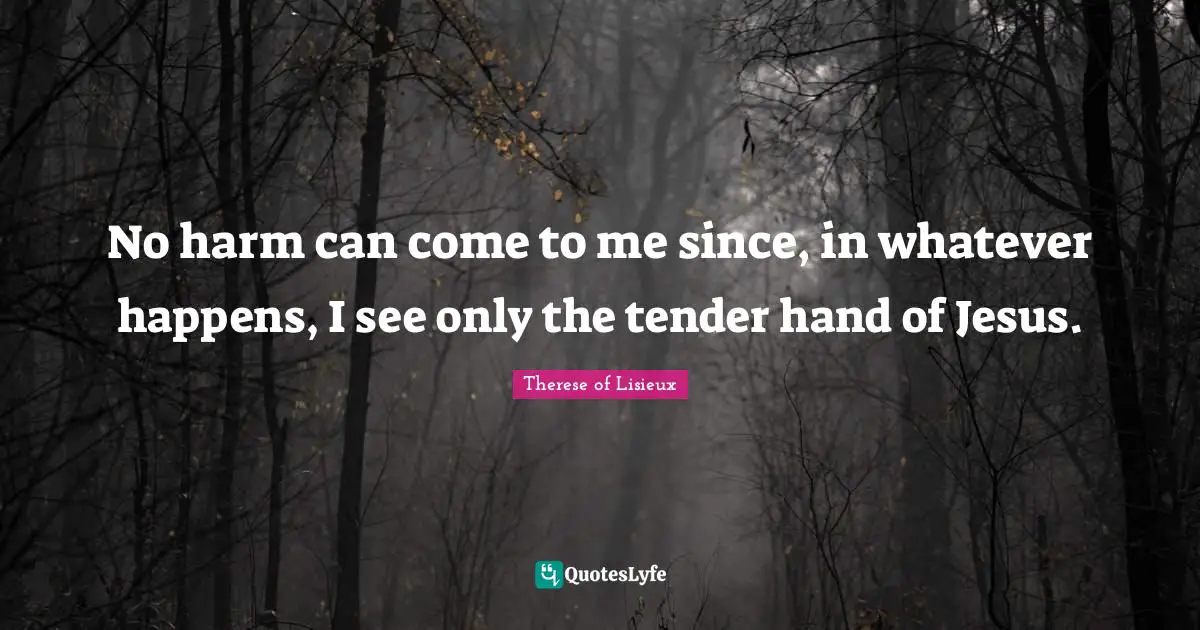 No harm can come to me since, in whatever happens, I see only the tender hand of Jesus.