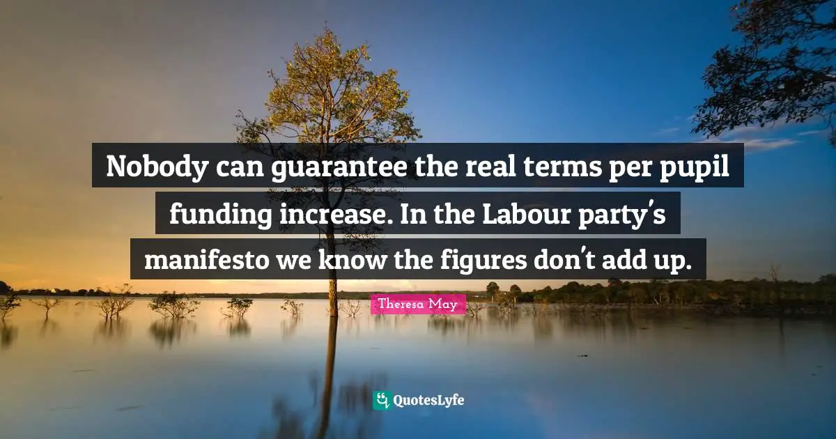 Nobody can guarantee the real terms per pupil funding increase. In the Labour party's manifesto we know the figures don't add up.