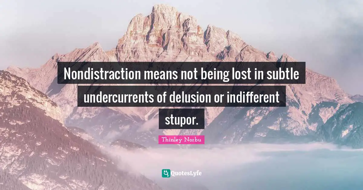 Indifferent Quotes: "Nondistraction means not being lost in subtle undercurrents of delusion or indifferent stupor."