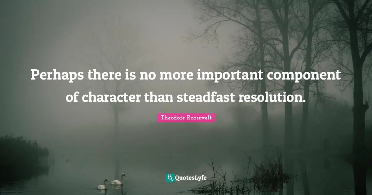 Steadfast Quotes: "Perhaps there is no more important component of character than steadfast resolution."