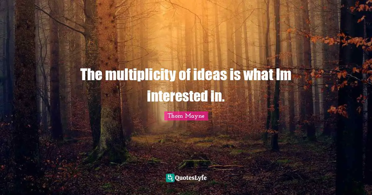 The multiplicity of ideas is what Im interested in.