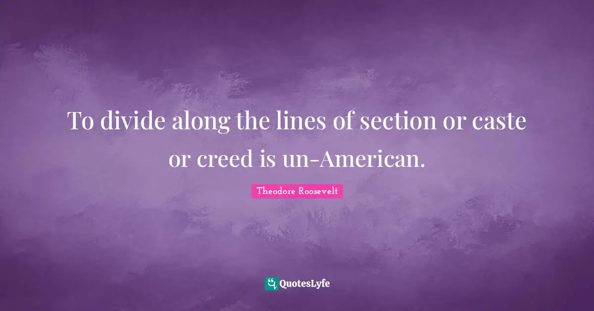 To divide along the lines of section or caste or creed is un-American.