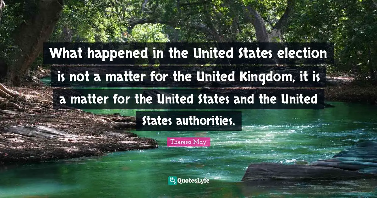 What happened in the United States election is not a matter for the United Kingdom, it is a matter for the United States and the United States authorities.