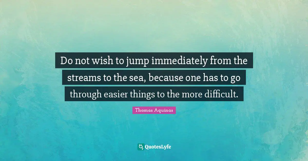 Do not wish to jump immediately from the streams to the sea, because one has to go through easier things to the more difficult.
