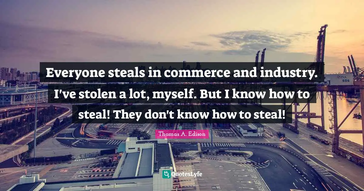 Everyone steals in commerce and industry. I've stolen a lot, myself. But I know how to steal! They don't know how to steal!