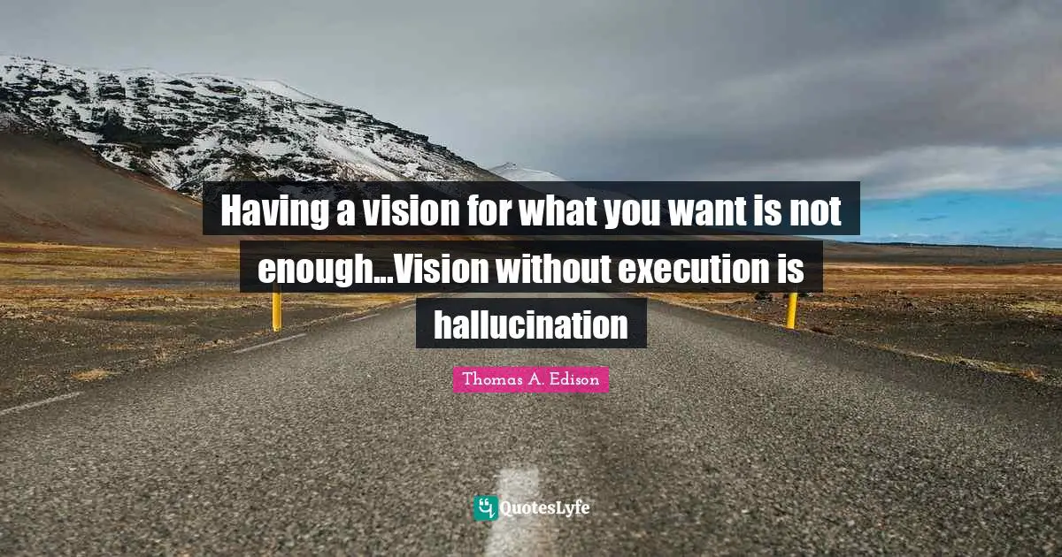 Entrepreneur Quotes: "Having a vision for what you want is not enough...Vision without execution is hallucination"
