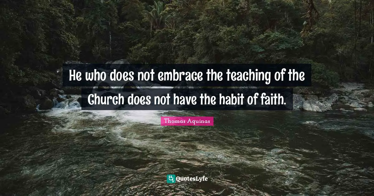 He who does not embrace the teaching of the Church does not have the habit of faith.