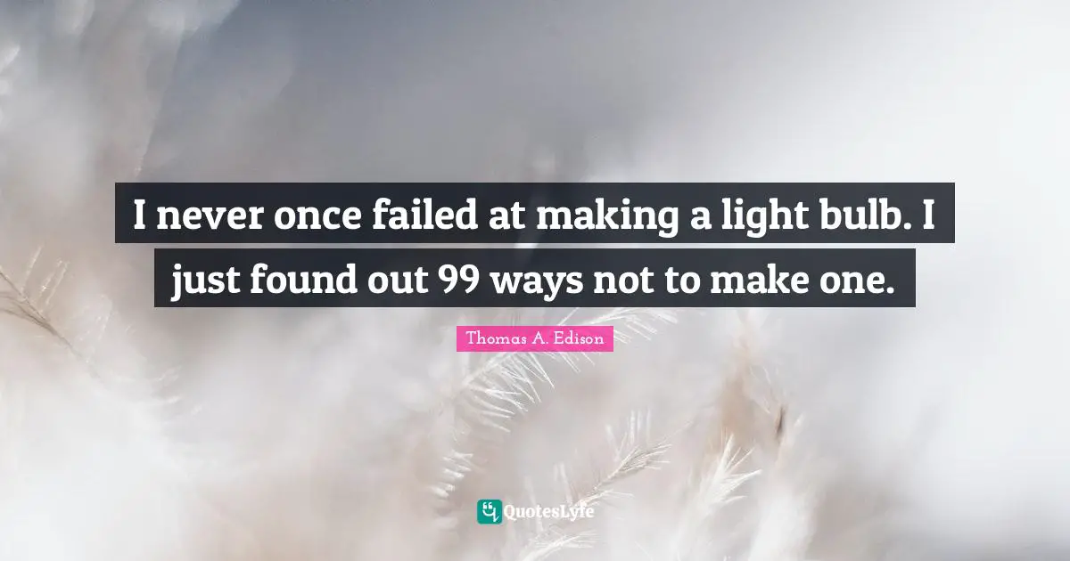 I never once failed at making a light bulb. I just found out 99 ways not to make one.