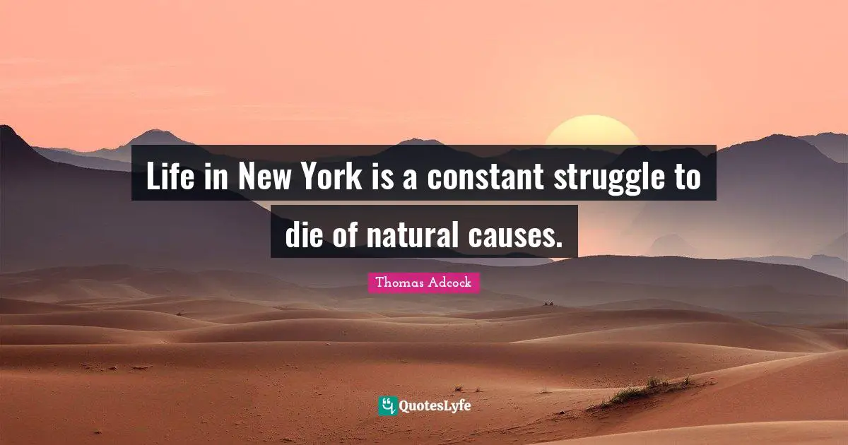 Life in New York is a constant struggle to die of natural causes.