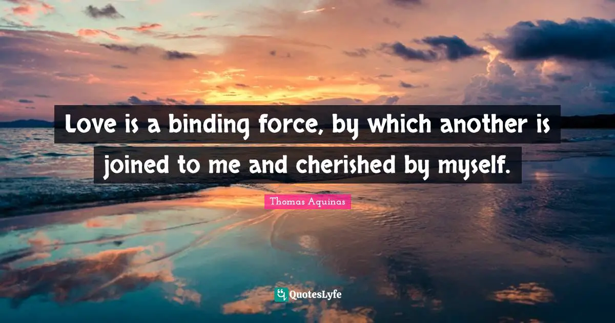 Love is a binding force, by which another is joined to me and cherished by myself.
