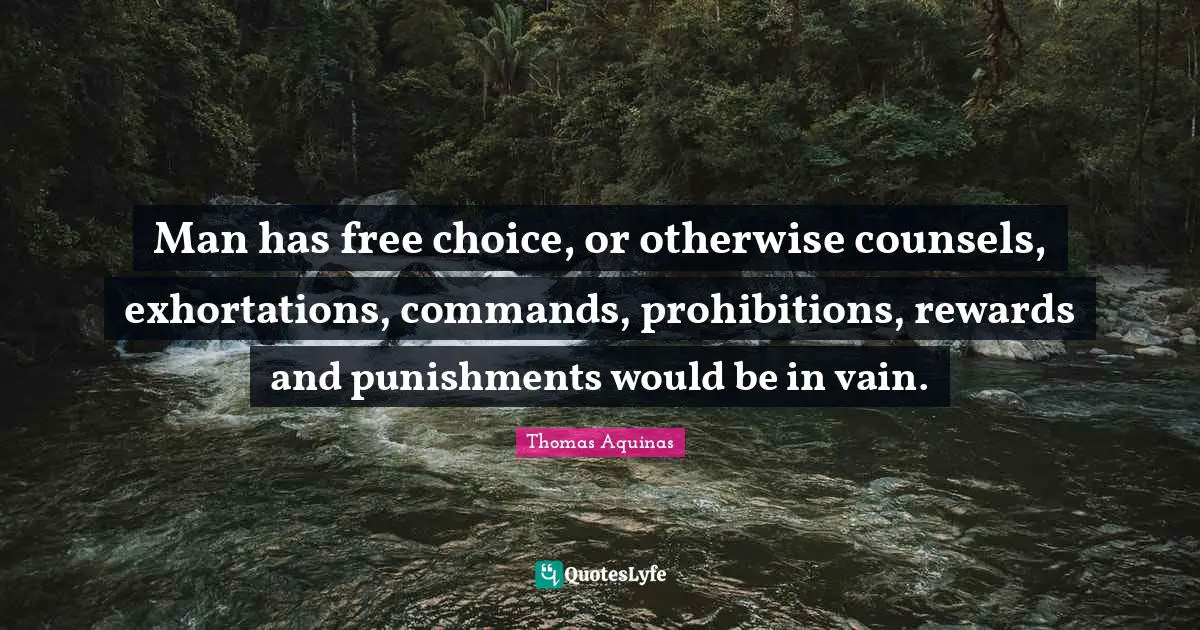 Man has free choice, or otherwise counsels, exhortations, commands, prohibitions, rewards and punishments would be in vain.