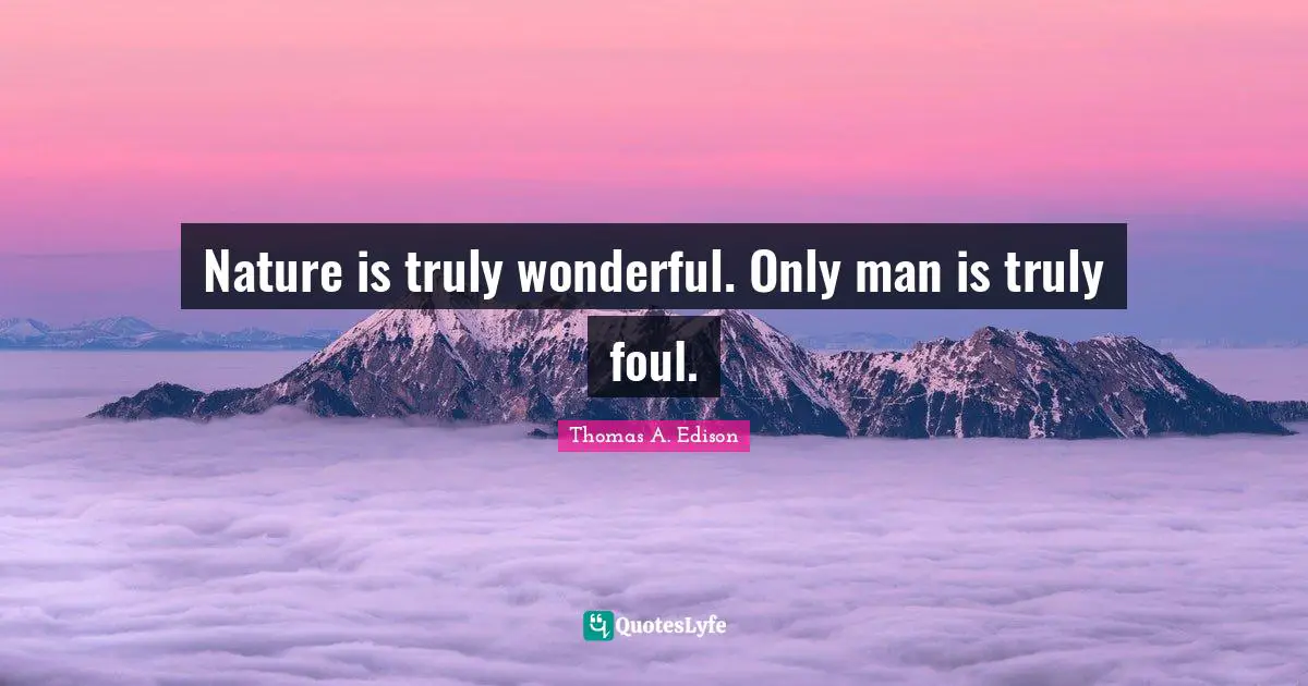Nature is truly wonderful. Only man is truly foul.