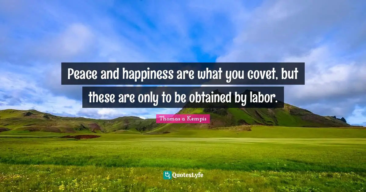 Peace and happiness are what you covet, but these are only to be obtained by labor.