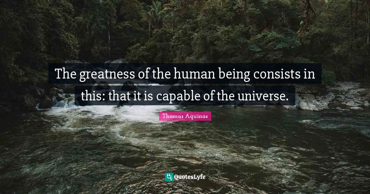 The greatness of the human being consists in this: that it is capable of the universe.