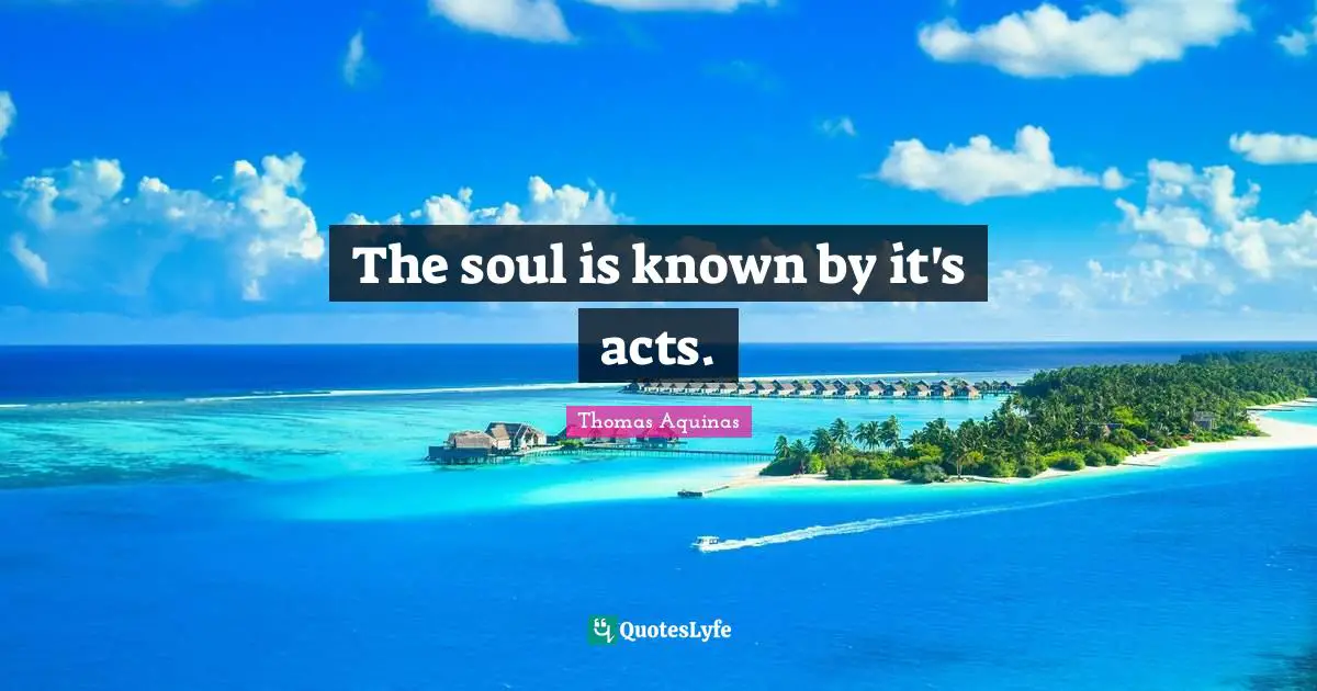 The soul is known by it's acts.