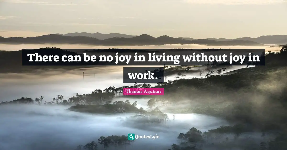 There can be no joy in living without joy in work.