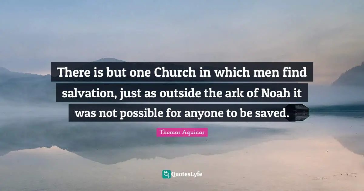 Ark Quotes: "There is but one Church in which men find salvation, just as outside the ark of Noah it was not possible for anyone to be saved."