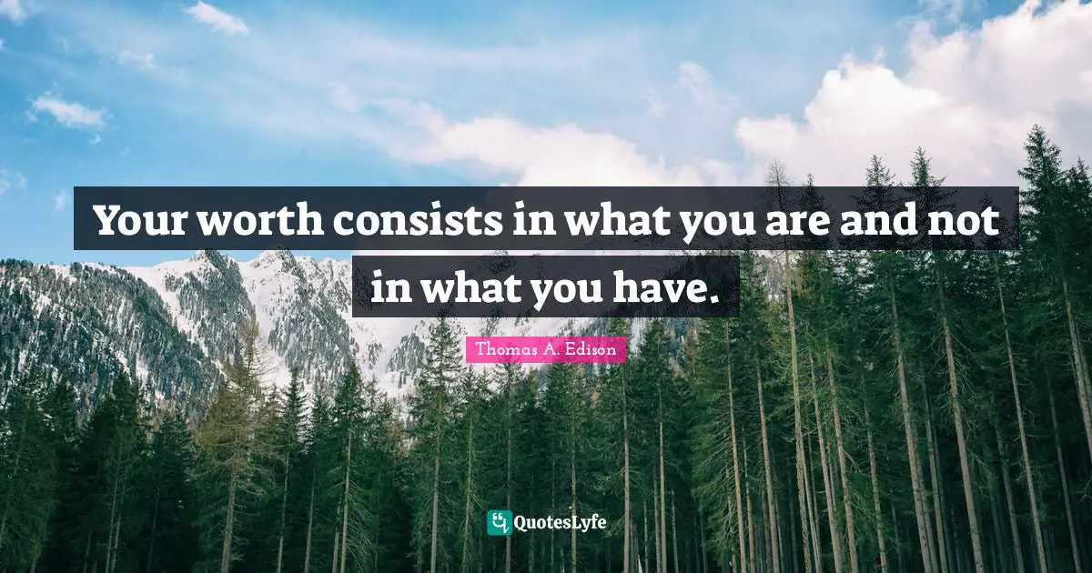 Your worth consists in what you are and not in what you have.