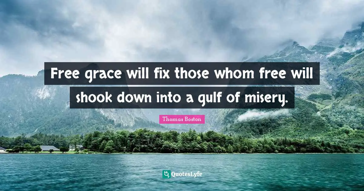 Free grace will fix those whom free will shook down into a gulf of misery.