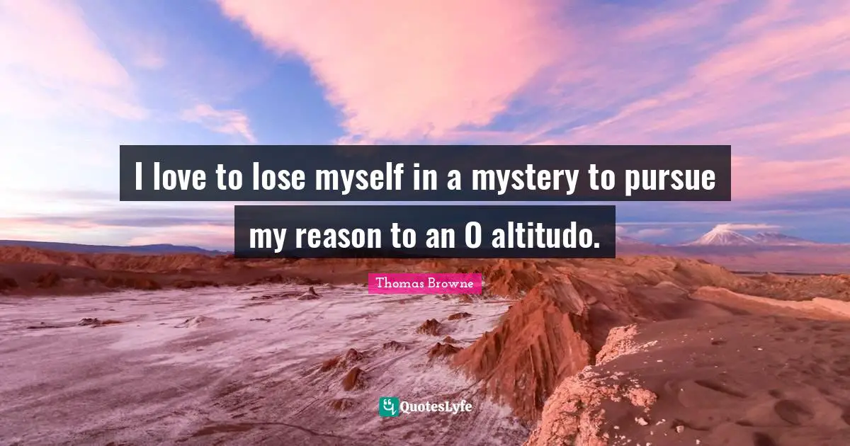 I love to lose myself in a mystery to pursue my reason to an O altitudo.