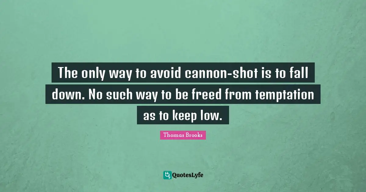 The only way to avoid cannon-shot is to fall down. No such way to be freed from temptation as to keep low.
