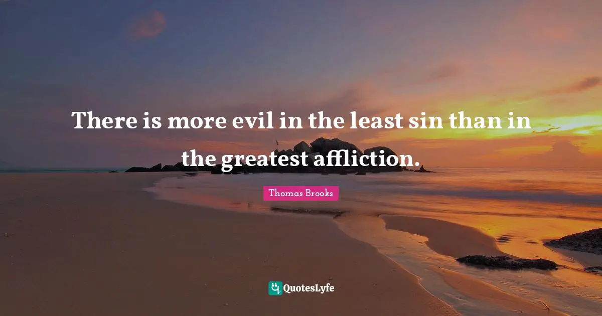 There is more evil in the least sin than in the greatest affliction.