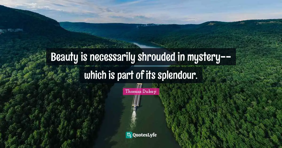 Beauty is necessarily shrouded in mystery--which is part of its splendour.