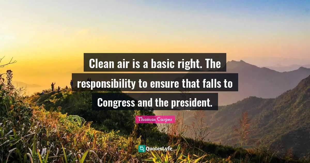 Clean air is a basic right. The responsibility to ensure that falls to Congress and the president.