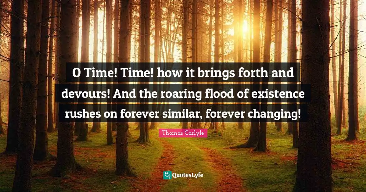 O Time! Time! how it brings forth and devours! And the roaring flood of existence rushes on forever similar, forever changing!