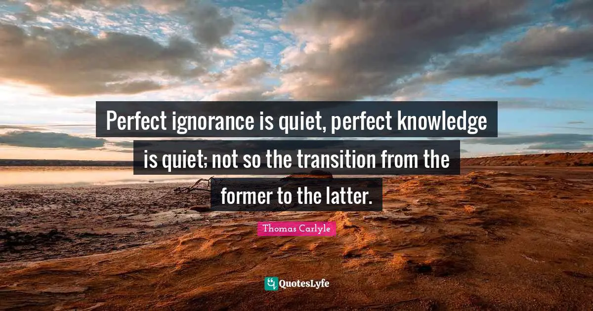 Perfect ignorance is quiet, perfect knowledge is quiet; not so the transition from the former to the latter.